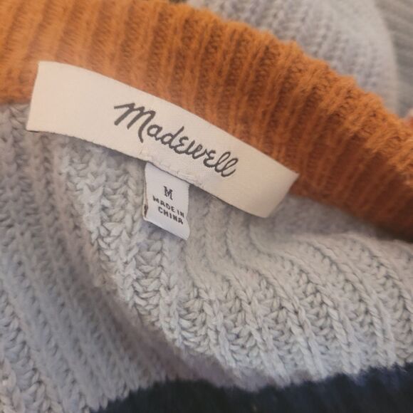 Madewell Thompson Medium knit sweater pullover striped pocket - Picture 9 of 11